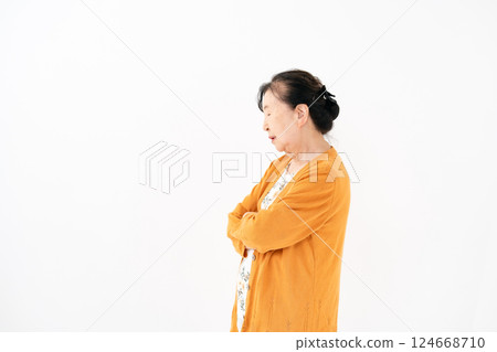 Senior woman portrait worried 124668710