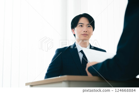 Businessman getting nervous during an interview 124668884