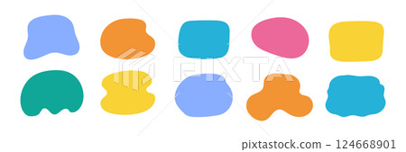 Organic shape round form set. Liquid organic blob curve background abstract shape frame. Doodle abstract liquid blob, wavy different form. Soft round oval pattern background. Vector Organic shape round form set. Liquid organic blob curve background abstract shape frame. Doodle abstract liquid blob, wavy different form. Soft round oval pattern background. Vector 124668901