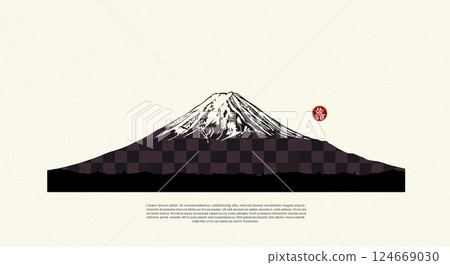 Harmony between checkered pattern and Mt. Fuji 124669030
