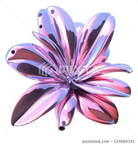 3D abstract chrome metal flower in a surreal artistic style isolated on a transparent background ideal for futuristic designs digital artwork and creative projects available in high-quality PNG 3D abstract chrome metal flower in a surreal artistic style isolated on a transparent background ideal for futuristic designs digital artwork and creative projects available in high-quality PNG 124669185