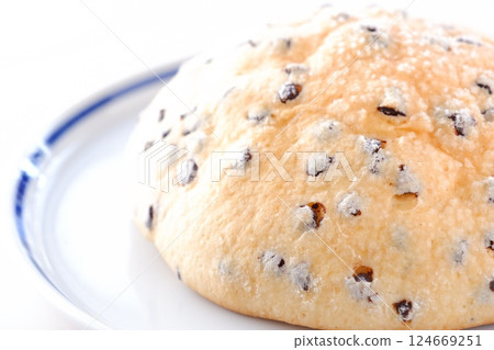 加大量巧克力和巧克力片的甜瓜麵包 124669251