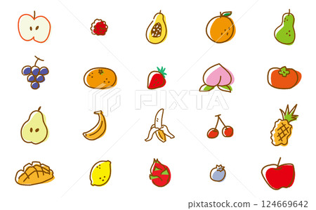 A set of cute fruit illustrations A set of cute fruit illustrations 124669642