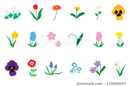 可愛的春花簡單插畫集 可愛的春花簡單插畫集 124669647