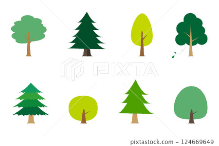 Simple tree illustration set Simple tree illustration set 124669649