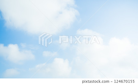 Sky Cloud Blue Background Cloudy summer Winter Season Day, Light Beauty Horizon Spring Brigth Gradient Calm Abstract Backdrop Air Nature View Wallpaper Landscape Cyan color Environment, Fluffy Climate 124670155