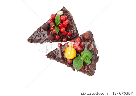 PNG, Chocolate cake - delicious dessert, isolated on white background 124670397