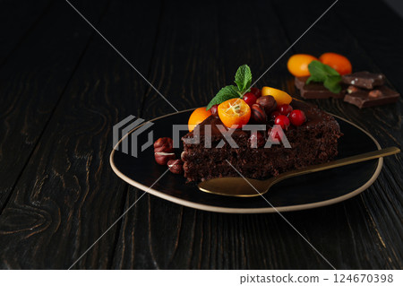 Chocolate cake - concept of delicious and tasty dessert 124670398