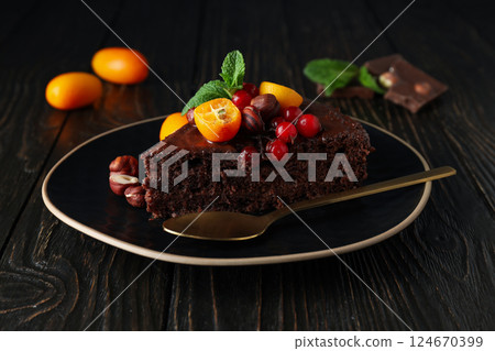 Chocolate cake - concept of delicious and tasty dessert Chocolate cake - concept of delicious and tasty dessert 124670399