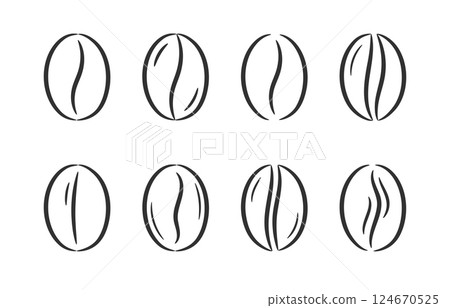 Hand Drawn Coffee Beans Hand Drawn Coffee Beans 124670525