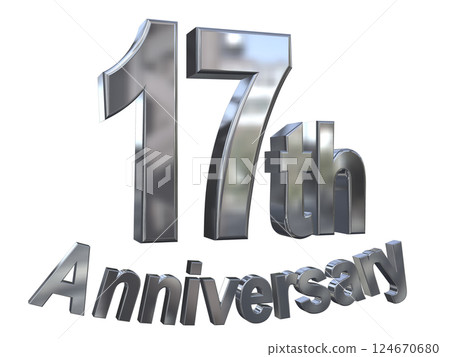 3DCG letters "17th Anniversary/17th Anniversary mark glitter" Silver, Silver 124670680