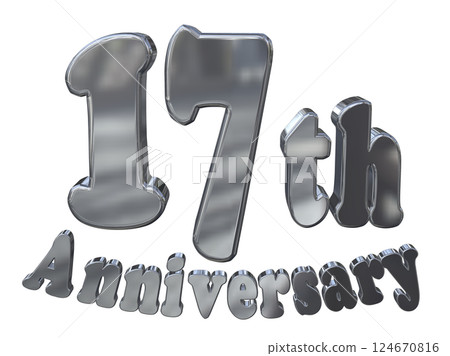 3DCG letters "17th Anniversary/17th Anniversary mark glitter" Silver, Silver 124670816
