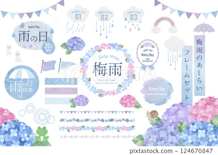 雨季裝飾、雨天水彩畫框架套裝 雨季裝飾、雨天水彩畫框架套裝 124670847