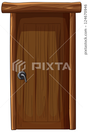 Rustic Wooden Door Illustration 124670946