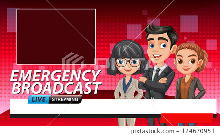 Emergency Broadcast Vector Illustration with News Anchors Emergency Broadcast Vector Illustration with News Anchors 124670951