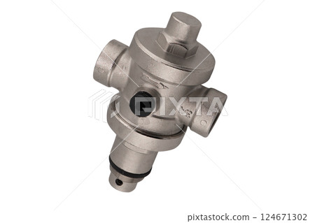 Water High pressure steel industrial ball valve isolated on white background 124671302