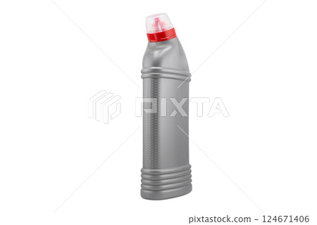 Plastic bottle for detergent cleaning agent iIsolated on white background. Plastic bottle isolated with clipping path. 124671406