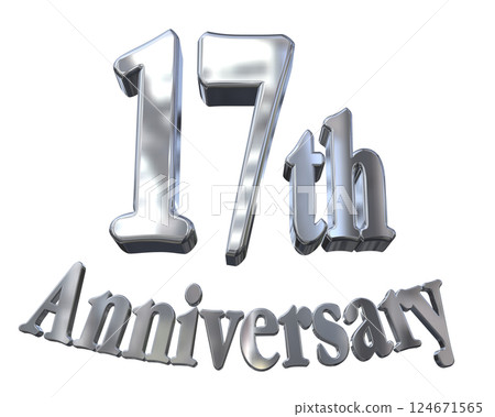 3DCG letters "17th Anniversary/17th Anniversary mark glitter" Silver, Silver 3DCG letters "17th Anniversary/17th Anniversary mark glitter" Silver, Silver 124671565