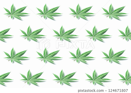 3d illustration of cannabis leaf making seamless pattern 124671807