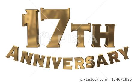 3DCG letters "17th Anniversary/17th Anniversary Mark Sparkling" Gold, Gold 124671980