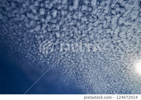 Sun shining through the puffy clouds. Sky view. Beautiful sunny sky. Background with clouds on blue sky. Clouds on blue sky. Sun shining through the puffy clouds. Sky view. Beautiful sunny sky. Background with clouds on blue sky. Clouds on blue sky. 124672014
