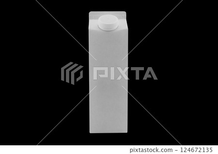 Milk box or juice box carton packages Blank white. Paper cardboard brick package for beverage diary products. Retail package mockup isolated on black background Milk box or juice box carton packages Blank white. Paper cardboard brick package for beverage diary products. Retail package mockup isolated on black background 124672135