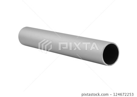 New high quality shiny galvanized stainless steel metal aluminium alloy pipes. Industrial construction materials isolated on white background. New high quality shiny galvanized stainless steel metal aluminium alloy pipes. Industrial construction materials isolated on white background. 124672253