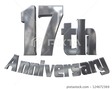3DCG letters "17th Anniversary/17th Anniversary mark glitter" Silver, Silver 124672369