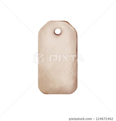 Vintage round tag with hole for string,watercolor illustration on beige distressed paper.Blank center space for custom text,vignette edges.For jars, bottles and apothecary products in rustic style Vintage round tag with hole for string,watercolor illustration on beige distressed paper.Blank center space for custom text,vignette edges.For jars, bottles and apothecary products in rustic style 124672462