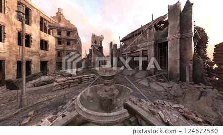 ruined city landscape ruined city landscape 124672530