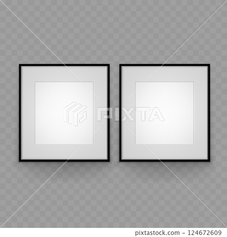 Blank Picture Frames Set Black Square Frames Empty for Artwork. Vector 124672609