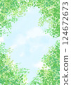 Background: Green trees and sky looking up 124672673