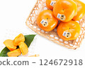 Hakata Akio, seedless, completely sweet persimmon from Fukuoka Prefecture 124672918