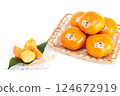 Hakata Akio, seedless, completely sweet persimmon from Fukuoka Prefecture 124672919