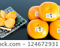 Hakata Akio, seedless, completely sweet persimmon from Fukuoka Prefecture 124672931
