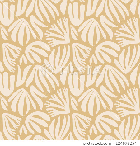 Seaweed silhouette seamless pattern. Hand drawn doodle illustration. Underwater sea life summer holiday. Beige sandy seaweed, algae design element set Seaweed silhouette seamless pattern. Hand drawn doodle illustration. Underwater sea life summer holiday. Beige sandy seaweed, algae design element set 124673254