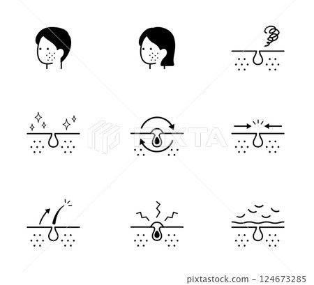 Acne icon illustration set vector Acne icon illustration set vector 124673285