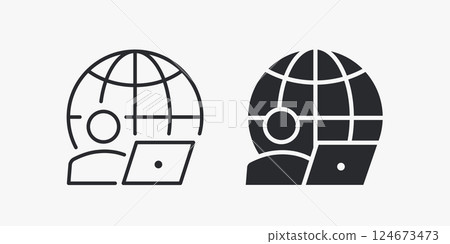 Remote work icons. Vector illustration. Symbol of global online collaboration. Remote work icons. Vector illustration. Symbol of global online collaboration. 124673473