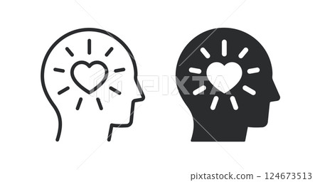 Mental health icons. Vector illustration. Symbol of empathy, and mental well being. Mental health icons. Vector illustration. Symbol of empathy, and mental well being. 124673513