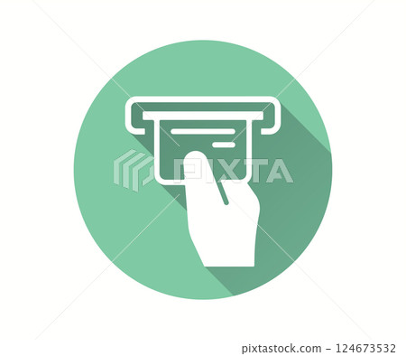 ATM flat icon with long shadow for graphic and web design. ATM flat icon with long shadow for graphic and web design. 124673532