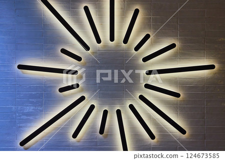 Abstract Sunburst Design with Illuminated Halos at Eye Level Abstract Sunburst Design with Illuminated Halos at Eye Level 124673585