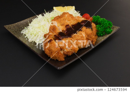 Chicken cutlet on a plate Chicken cutlet on a plate 124673594