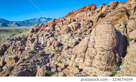 Aerial of Red Rock Canyon Sandstone Formations Nevada Aerial of Red Rock Canyon Sandstone Formations Nevada 124674094