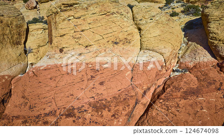 Aerial of Colorful Sandstone Formations in Nevada Desert Aerial of Colorful Sandstone Formations in Nevada Desert 124674098