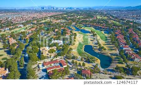 Aerial of Las Vegas Golf Course and Residential Area 124674117