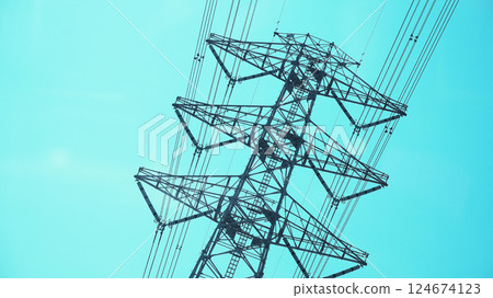 Image of high-voltage power line tower Image of high-voltage power line tower 124674123