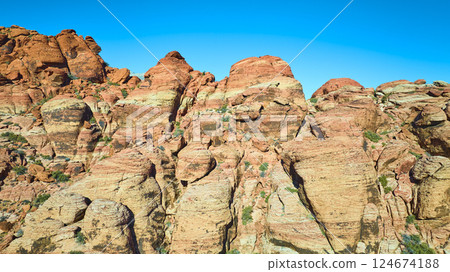 Aerial Red Rock Canyon Sandstone Formations Nevada 124674188