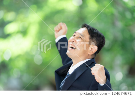 Businessman, middle-aged man, stretching 124674671