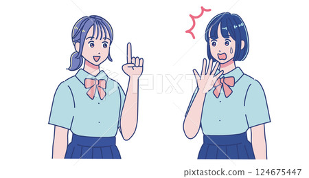 兩名女學生正在交談 124675447