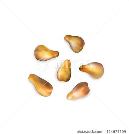 Grape seeds on white background top view, grapeseeds pile for skincare cosmetic 124675599